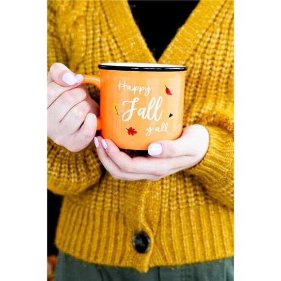 Happy Fall Y'all Mug, Autumn Coffee Mug, Home Dećor Accessories, Orange, 15oz - Picture 3 of 7